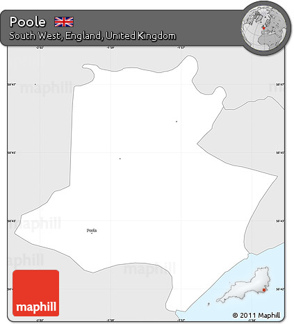 Silver Style Simple Map of Poole