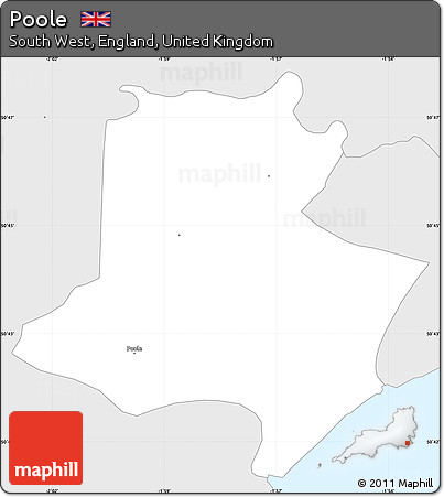 Silver Style Simple Map of Poole