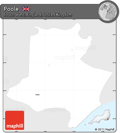 Silver Style Simple Map of Poole, single color outside