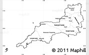 Blank Simple Map of South West, cropped outside