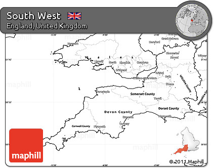 Blank Simple Map of South West