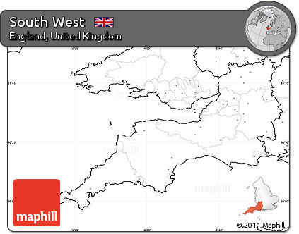 Free Blank Simple Map of South West, no labels