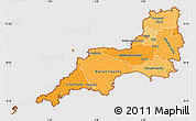 Political Shades Simple Map of South West, cropped outside