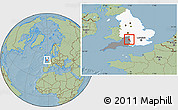 Savanna Style Location Map of Swindon, highlighted parent region, highlighted grandparent region, hill shading