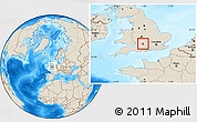 Shaded Relief Location Map of Swindon