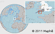 Gray Location Map of Torbay, highlighted parent region, highlighted grandparent region, hill shading