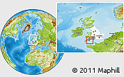 Physical Location Map of Torbay, highlighted parent region, highlighted grandparent region, within the entire country