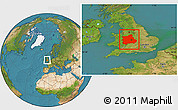 Satellite Location Map of West Midlands