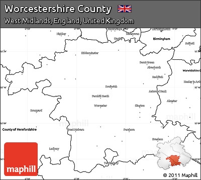 Blank Simple Map of Worcestershire County