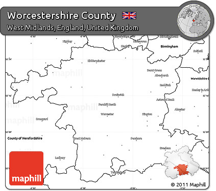 Blank Simple Map of Worcestershire County