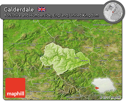 Physical Map of Calderdale, satellite outside