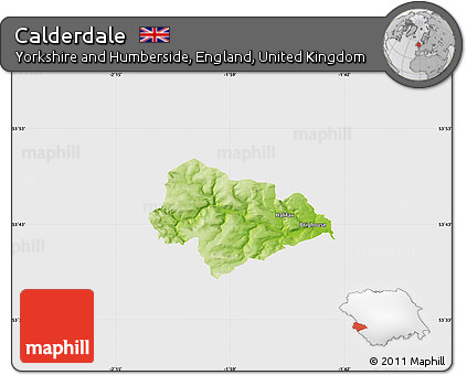 Physical Map of Calderdale, single color outside