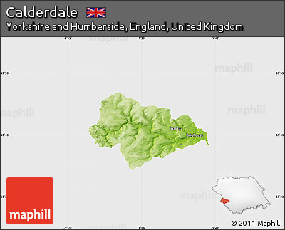 Physical Map of Calderdale, single color outside