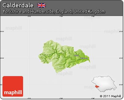 Physical Map of Calderdale, single color outside