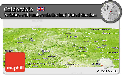 Physical Panoramic Map of Calderdale