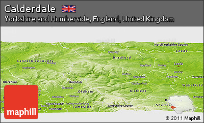 Physical Panoramic Map of Calderdale