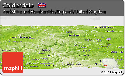 Physical Panoramic Map of Calderdale