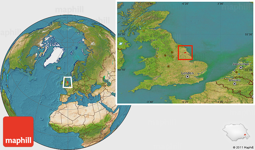 Satellite Location Map Of City Of Kingston Upon Hull