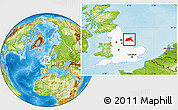 Physical Location Map of East Riding of Yorkshire, highlighted grandparent region