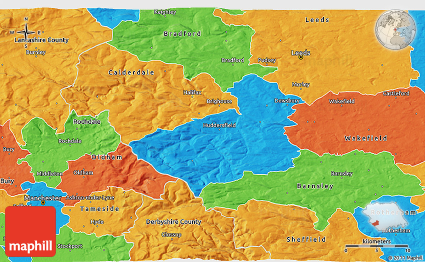 Political 3D Map of Kirklees