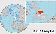 Gray Location Map of Yorkshire and Humberside