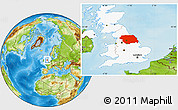 Physical Location Map of Yorkshire and Humberside, highlighted country