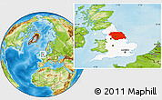 Physical Location Map of Yorkshire and Humberside, highlighted parent region