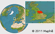 Satellite Location Map of Yorkshire and Humberside