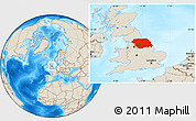 Shaded Relief Location Map of Yorkshire and Humberside