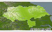 Physical 3D Map of North Yorkshire County, darken