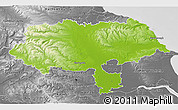 Physical 3D Map of North Yorkshire County, desaturated