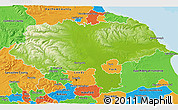 Physical 3D Map of North Yorkshire County, political outside