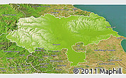 Physical 3D Map of North Yorkshire County, satellite outside