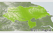 Physical 3D Map of North Yorkshire County, semi-desaturated