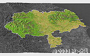 Satellite 3D Map of North Yorkshire County, darken, desaturated