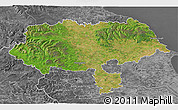Satellite 3D Map of North Yorkshire County, desaturated