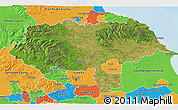 Satellite 3D Map of North Yorkshire County, political outside