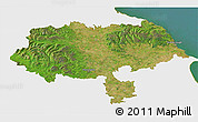 Satellite 3D Map of North Yorkshire County, single color outside