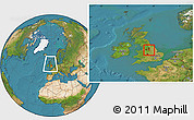 Satellite Location Map of Sheffield, within the entire country