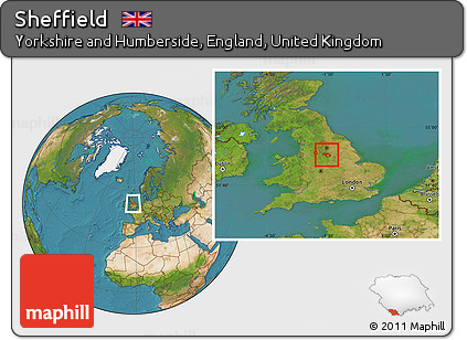 Satellite Location Map of Sheffield