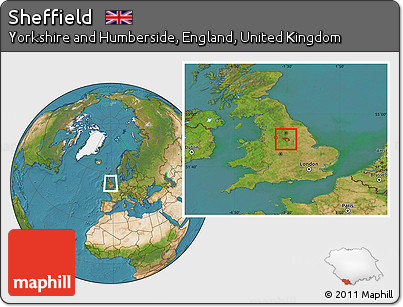 Satellite Location Map of Sheffield