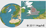 Satellite Location Map of Sheffield, highlighted country, highlighted grandparent region