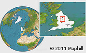 Satellite Location Map of Sheffield, highlighted grandparent region