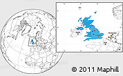 Political Location Map of United Kingdom, blank outside