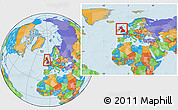 Political Location Map of United Kingdom, within the entire continent