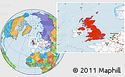 Political Location Map of United Kingdom, highlighted continent