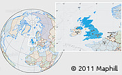 Political Location Map of United Kingdom, lighten, semi-desaturated