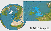 Political Location Map of United Kingdom, satellite outside