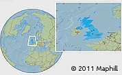 Political Location Map of United Kingdom, savanna style outside, hill shading