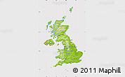 Physical Map of United Kingdom, cropped outside